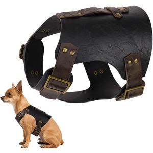 HiiFeuer Medieval Faux Leather Dog Armor Clothe Adjustable Funny Dog Vest Costume for Cosplay- Fits Most Dogs Ropa para Perro (Black L)