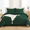 Andency Queen Comforter Set 7 Piece Dark Emerald Green - Bed in a Bag Queen Boho Lightweight Fluffy Tufted Bedding Sets with Comforter, Sheets, Pillowcases & Shams