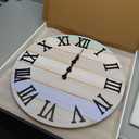 Solid Wood Clocks for Living Room 24 Inch Analog Wall Clocks Battery Operated Giant Wall Clock Non Ticking (Grey1)