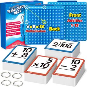 Torlam Math Flash Cards + Math Board, Multiplication Flash Card Times Table Chart, Math Manipulatives Division, Addition, Subtraction Games Toys for Kids, 1st, 2nd, 3rd, 4th, 5th, 6th Grade