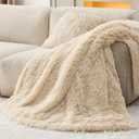 Bedsure GentleSoft Fluffy Beige Throw Blanket for Bed, Faux Fur Gifts Beige Decor Light Tan Khaki Blanket Neutral Decoration for Home, Soft Cozy Fuzzy Plush Thick Warm Sherpa Fleece Cute Stuff, 50x60