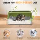 WoofiGo Enclosed Stainless Steel Cat Litter Box with Lid, XL Extra Large Litter Box for Big Cats, Metal Litter Pan High Sided, Never Absorbs Odors, Anti-Urine Leakage, Include Scoop (65-Green)