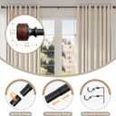 Wood Curtain Rods for Windows 30 to 45 Inch, 1 Diameter Drapery Rod with Imitation Wood Grain Finials, Adjustable Heavy Duty Curtain Rod Set, Indoor/Outdoor Modern Curtains Rods