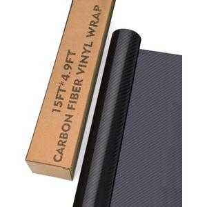3D Carbon Fiber Black Car Vinyl Wrap Roll for Cars, 15ft x 4.9ft Vinyl Wrap Film for Cars Body Protection, Scratch Resistance with Air Release Technology (Carbon Fiber Black)