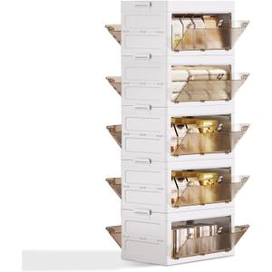 QudraKast 5-Tier Stackable Plastic Storage Bins - 23QT Stackable Storage Bins - Closet Organization and Storage, Suitable for Bedroom, Organization and Storage Boxes for Study, Toy Room, Office