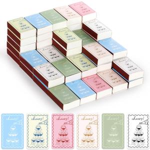 60 Pcs Champagne Tower Blank Matches Containers 2.24 x 1.42 x 0.59 Inches Champagne Glasses Match Boxes DIY Empty Match Holder with Double-Sided Stickers for Wedding Bridal Party Favor(No Matches)