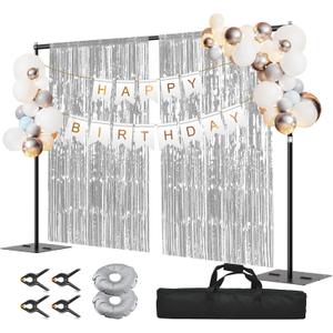 8.5x10ft Backdrop Stand, Adjustable Photography Background Frame with Heavy Duty Metal Flat Base, Pipe and Drape Kit Photo Support Poles for Wedding, Parties, Birthday, Festival, Vide, Studio