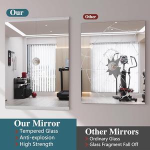 JIINGYO Home Gym Mirror, 48x18 Inch(Each)-2Pcs, Frameless Large Full Body Mirror, Tempered Glass Mirror Full Length Wall Mounted Mirrors for Gym, Yoga Studio, Dressing Room, Bedroom, Dancing Studio JIINGYO Home Gym Mirror, 48x18 Inch(Each)-2Pcs, Frameless Large Full Body Mirror, Tempered Glass Mirror Full Length Wall Mounted Mirrors for Gym, Yoga Studio, Dressing Room, Bedroom, Dancing Studio