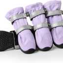 Spark Paws Dog Rainboots, Waterproof Dog Shoes for Medium to Large Dogs, Non Slip, Dog Booties and Paw Protectors - 4PCS Doggie Hiking Boots with Reflective Straps - Lilac, Size 8