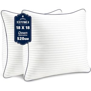 Throw Pillows Insert, 18'' x 18'' Set of 2, Decorative for Couch, Sofa or Bed with Premium Down Alternative Filled, White