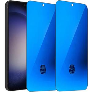 2 Pack Anti-Blue Privacy Tempered Glass for Samsung Galaxy S23 Plus/Galaxy S22 Plus Mirror Anti-Spy Screen Protector Anti-Peeping Film Electroplated Blue 6.6 inch