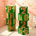 Queekay 8 Pcs Prom Column Standup Photo Booth Decorations 2026 Prom Backdrop Balloon Boxes Cardboard Decoration Column for Party College, 11.8 x 44.9 Inch(Green, Gold)