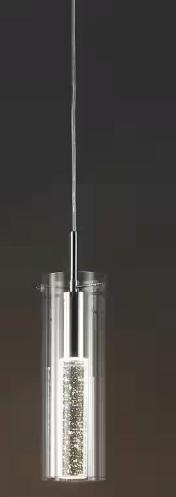 Light Modern Style Iron/Crystal/Glass Integrated LED Linear Pendant Light, Chrome