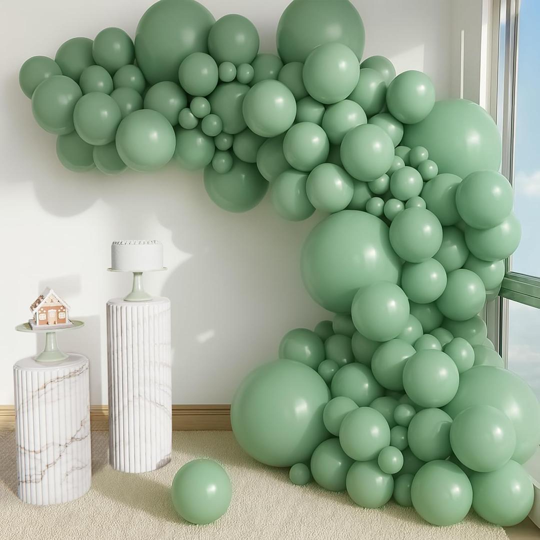 Balloon Garland Arch Kit  146 Pcs Sage Green Balloons for Baby Shower, Birthday, Gender Reveal, Wedding Party  DIY Kit by Vellax