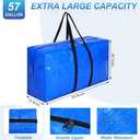 Windyun 4 Pack 98 Gallon Extra Large Moving Bags XXL Heavy Duty Storage Bag with Strong Zipper Handle Jumbo Big Tote Box Foldable for College Dorm Travel Clothes Duffle Blanket Pillow(Blue)