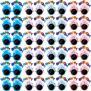 Dunzy 24 Pairs Novelty Birthday Sunglasses Sweet Cream Cake Sunglass Funny Sunglass Photo Props for Adults Happy Birthday Party Favors