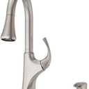 Pfister Miri Kitchen Faucet with Pull Down Sprayer and Soap Dispenser, Single Handle, High Arc, Spot Defense Stainless Steel Finish, F5297MRGS
