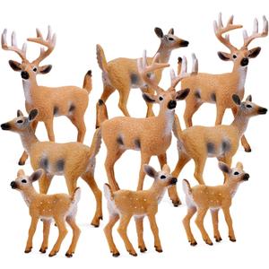 RESTCLOUD Deer Figurines Cake Toppers, Deer Toys Figure, Small Woodland Animals Set of 9