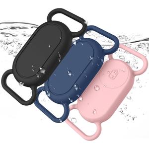 3 Pack Dog Collar Holder for Samsung Galaxy SmartTag 2 Case, Silicone Protective Case for Galaxy Smart Tag 2 for Pets, Cats (Black/Navy Blue/PinkSand)