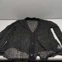 SHENHE Women's Sequin Crochet Cardigan Button Up Hollow Out Sheer Sparkly Cardigan Sweater (X-Large, Black)