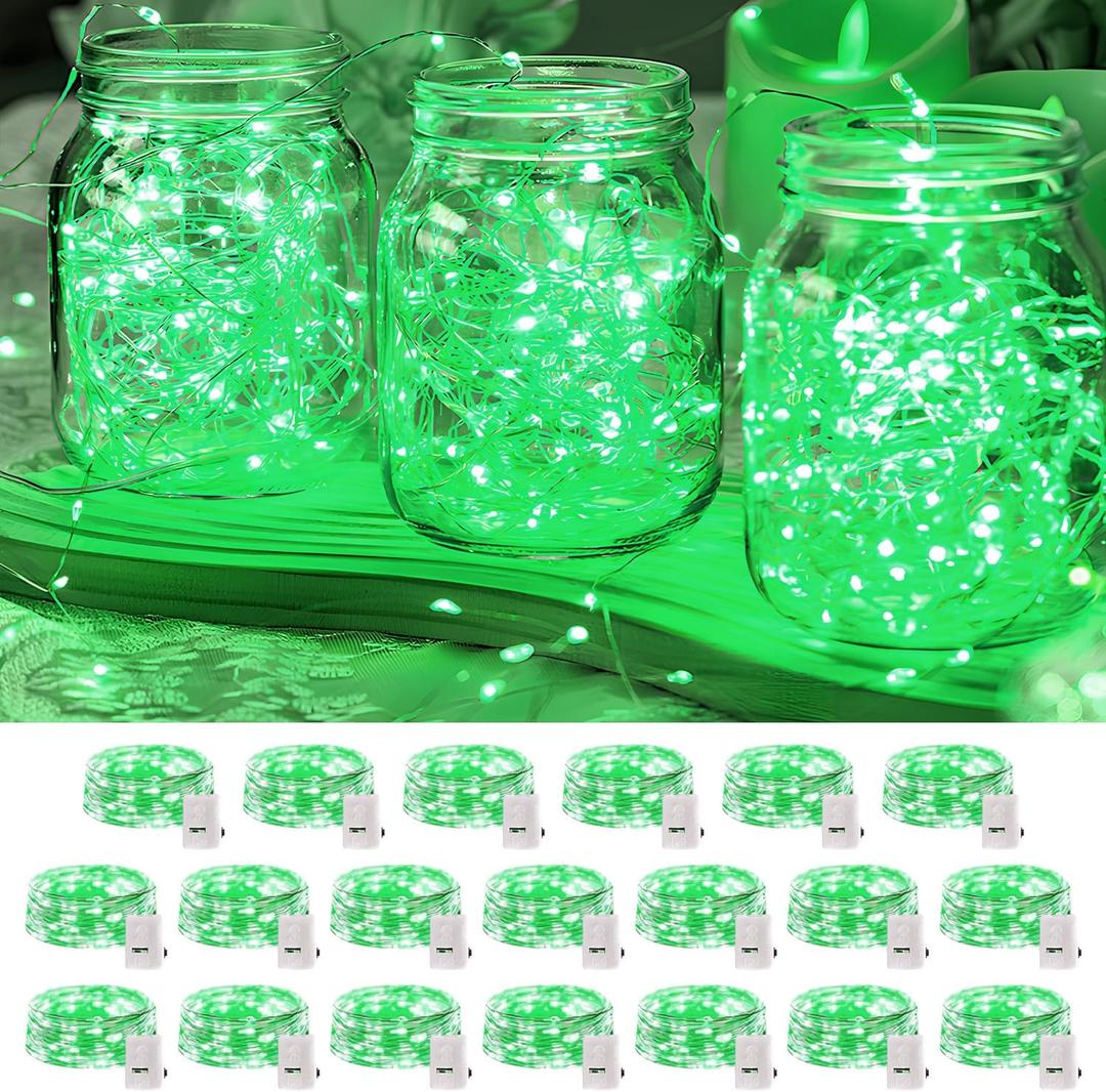 20 Pack LED Fairy Lights Battery Operated,7FT 20 LED Waterproof Mini Twinkle String Lights for Wedding Party Christmas Decorations,Green