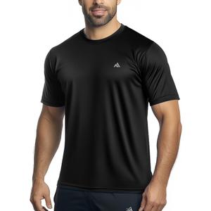 GearGlacier Instant Cooling Quick Dry Workout T-Shirt Men Undershirt Moisture Wicking Performance Running Comfort Tee (Black, M)