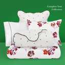 kate spade new york Fall Poppies King Comforter Set, 300 Thread Count and 100% Cotton, All Season 3 Piece Reversible Bedding Set, Machine Washable, White and Garnet
