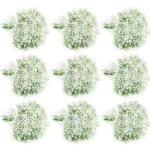 120 Pcs Baby Breath Artificial Flowers Bulk，White Artificial Flowers Artificial Baby Breath Gypsophila Flowers para Decoracion for Wedding Party Home Decoration (120 PCS) Pack of 4