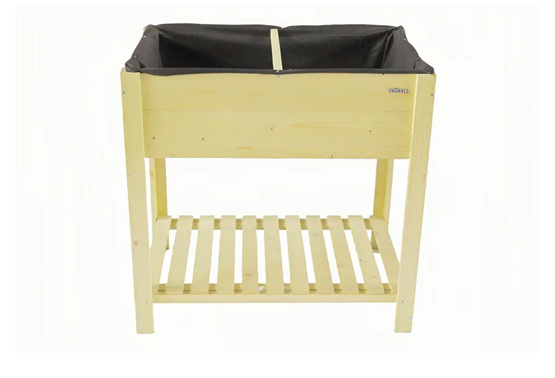 CHURRZZ Elevated Wooden Garden Bed with Breathable Non-Woven Fabric and Slatted Bottom, Perfect for Raised Flower and Vegetable Planting (L)