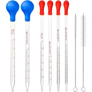6 Pieces Glass Pipettes 10ml 5ml 3ml 2ml 1ml 0.5ml Glass Graduated Dropper Pipette for School, Students, Transfer for Liquid Essential Oil