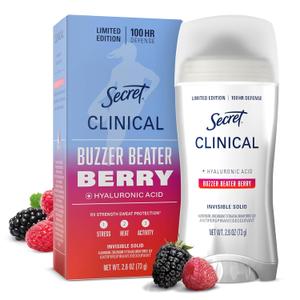 Secret Clinical Strength Antiperspirant Deodorant for Women, Paige Bueckers Edition, 100hr Defense, Triple Threat Sweat Protection, Hyaluronic Acid, Invisible Solid, Buzzer Beater Berry Scent, 2.6 oz