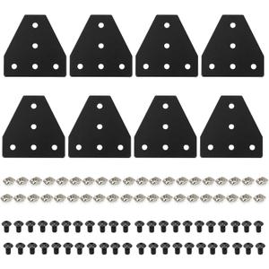 2020 Aluminum Extrusion Connector Bracket Set Included 8PCS Joint Plates,1Pcs M3 Wrench,40Pcs M5 T-Slot Nuts and 40Pcs M5x8mm Hex Socket Cap Screw for 2020 Series Aluminum Profile 3D Printer (20B)