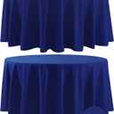 Fokitut 2 Pack Waterproof Round Tablecloth, 120 Inch, Stain Resistant and Wrinkle Polyester Table Cloth, Fabric Table Cover for Kitchen Dining, Wedding, Party, Holiday Dinner-Royal Blue