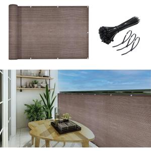 3'x20'Balcony Privacy Screen Cover Fence Cover UV Protection Weatherproof Windscreen Heavy Duty for Patio, Backyard,Brown