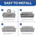 KEKUOU Stretch Oversized Sofa Slipcover 1 Piece Couch Sofa Cover (94"-110") Furniture Protector 4 Seater Sofa with Elastic Bottom for Kids,Pet.Jacquard Checked Pattern Fabric(X Large,Silver)