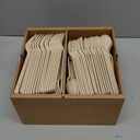 CORAL Light Brown 100% Compostable Spoons & Forks Set - 220 Pieces - No Plastic Utensil 110 Forks, 110 Soup Spoons - Break Resistant with Smooth Edges, Ocean Friendly Alternative to Plastic Silverware