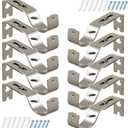 Frienda 10 Pcs Brushed Silvery Curtain Rod Support Brackets Adjustable Curtain Rod Hangers for 1 Inch Diameter General Hardware Holders Wall Bracket Hanger Hooks with Screws