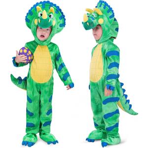 Spooktacular Creations Halloween Dinosaur Costume Toddler, Triceratops Costume Kids with Egg for Baby Child Dress Up Party (18-24 Months, Green)