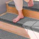 Brakki Bullnose Carpet Stair Treads, Non Slip Stair Treads for Wooden Steps Indoor, Stair Runner, Soft Stair Rugs, Edging Stair Protectors, Washable, 29.5"x9.5"x1.5" 14pcs, Grey