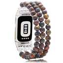 C&L Accessories Compatible with Fitbit Charge 6 & 5 Beaded Handmade Adjustable Bracelet Replacement Bands for Women (Rainbow Tiger Eye)