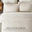 EVERGRACEHOME 100% Cotton Box Stitch Quilt Bedding Set Queen Size 3 Pieces, Garment-Washed Lightweight Soft Cozy Coverlet, Quilted Bedspread Sets with 2 Shams for All Season, Birch | Box Stitch Design, 100% Cotton, Soft, Oversized, Pre Washed, Oeko-Tex Certified, Full/Queen