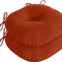 downluxe Bistro Chair Cushions for Patio Furniture, Water-Resistant Round Outdoor Chair Cushions Set of 2 with Non-Slip Ties, 15" x 15", Brick Red