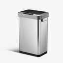 EKO Mirage-T 50 Liter / 13.2 Gallon Touchless Rectangular Motion Sensor Trash Can, Brushed Stainless Steel Finish