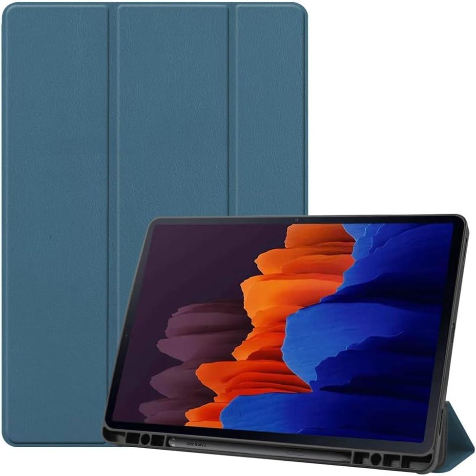 Tablet Cover for Samsung Galaxy Tab S8 Plus 2022 SM-X800 X806 / S7 FE 2021 T730 / S7 Plus 2020,Folio Stand Lightweight Leather Case for Samsung Galaxy Tab S8+/S7+/S7 FE 12.4" (TPU-Dark green)