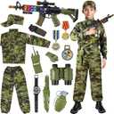 Metemot Kids Army Costume for Boys, Military Army Costume with Army Toys, Solider Boy Dress up, Halloween Costumes for Boys, M