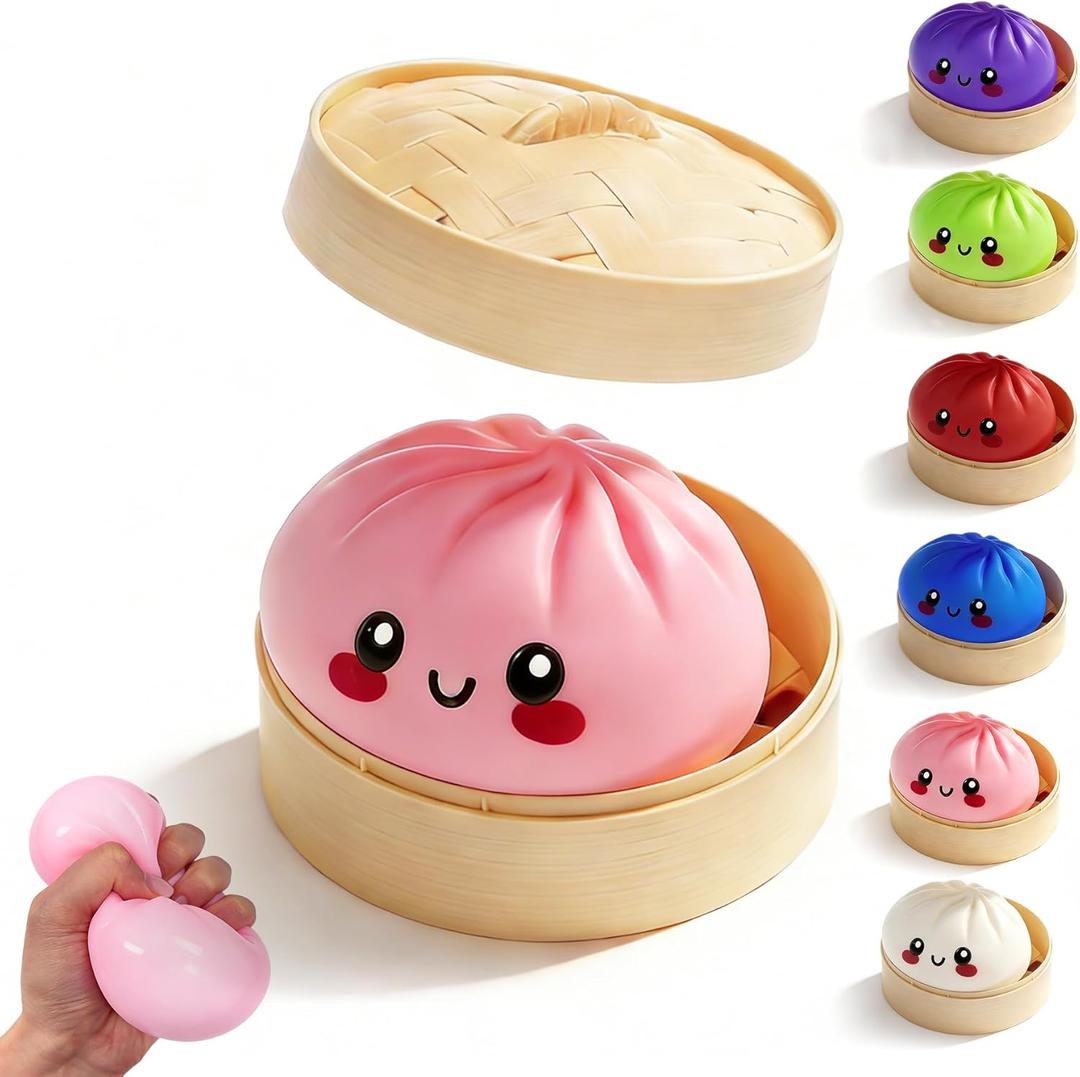 Dumpling Squishies, Dumpling Squishy Mystery Box, Colorful Sensory Squeeze Toys Stress Relief Ball, Bao Bun Fidget Toys Adults & Teens, Soft Handheld Relaxation Toy for Holiday & Birthday Gifts