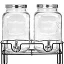 Superlele Glass Drinks Dispenser for Parties, 2 PACK 1 Gallon Beverage Dispenser with Stand for Juice and Iced Tea, Water Jug Dispenser for Lemonade, Party Essential Beverage Pitcher with Spout