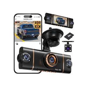4 Channel Dash Cam 360° View Front Rear Inside & Left Right,4K+1080P*3 FHD Car Camera,5G WiFi & APP Control,8 IR Lamps Night Vision, GSensor, 24H Parking Mode, with a Free 64GB SD Card