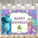 Purple Monster Inc Backdrop for Birthday Party Supplies 5x3ft Monster Inc Boo Theme Baby Shower Banner for Birthday Party Cake Table Decoration HM548E