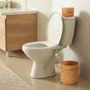 Teenyyou 2 Pcs Rattan Trash Can and Tissue Box Cover Set, Log Color